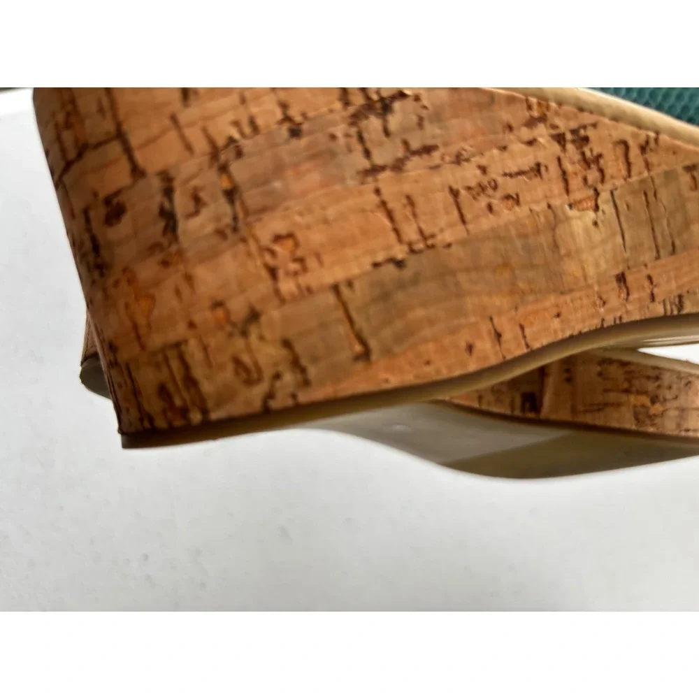 Liz Claiborne LCLIVELY Teal Blue Cork Wedge Thong Sandals Womens 8M
